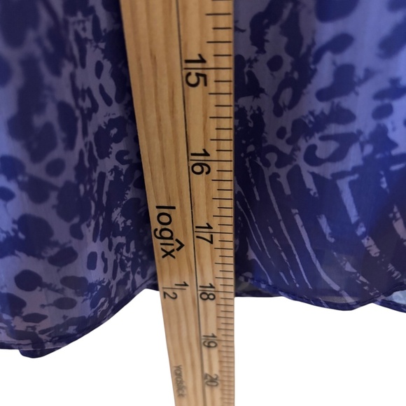 NWT Ramy Brook Alanna Off Shoulder Ruffle Blouse Blue Animal Print XXS - Picture 10 of 11